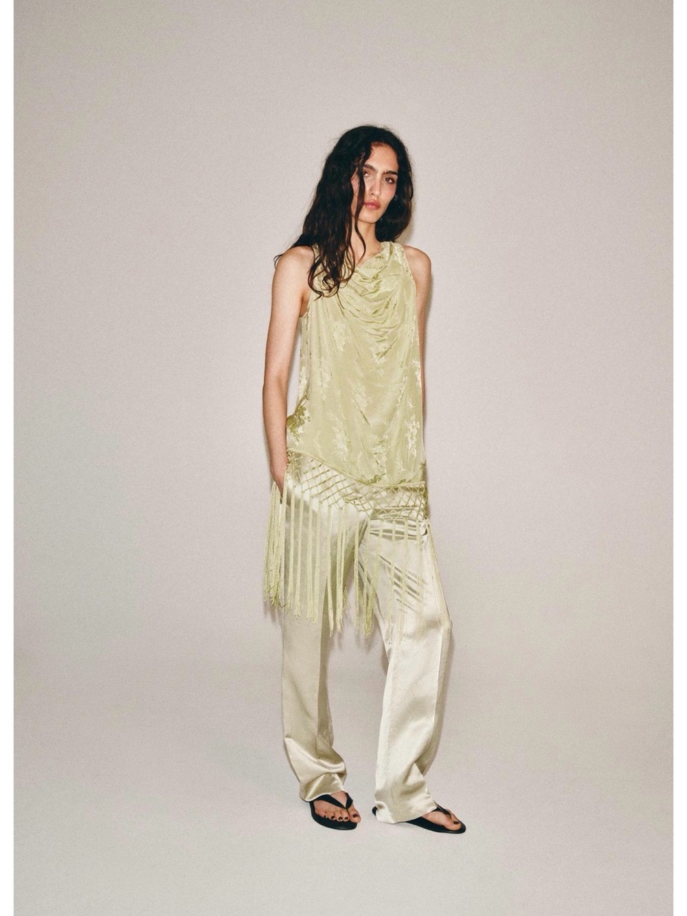 Zara ZW Collection Fringe Jacquard Top